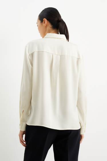 Dames - Business-blouse - crème wit