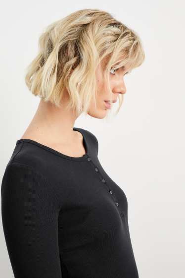 Damen - Basic-Langarmshirt - schwarz