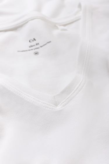 Femmes - Lot de 3 - T-shirts basiques à col V - blanc