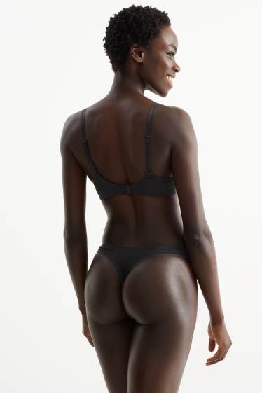 Damen - Multipack 6er - String - LYCRA® - schwarz