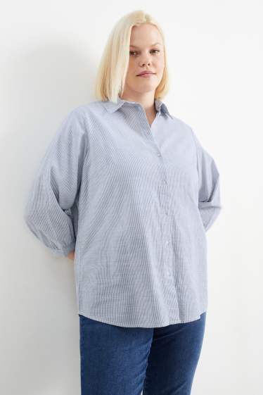 Damen - Bluse - gestreift - blau / weiß