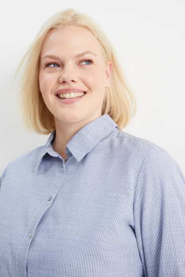 Damen - Bluse - gestreift - blau / weiß