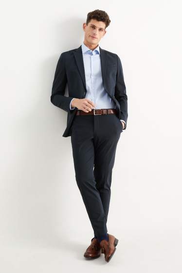 Hommes - Pantalon de costume - body fit - Flex - 4 Way Stretch - bleu foncé