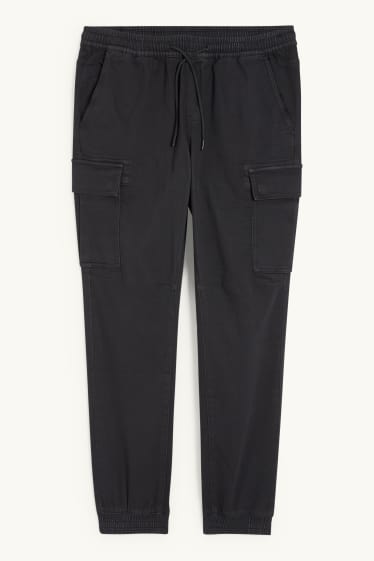 Men - Cargo trousers - tapered fit - black