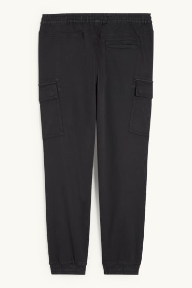 Men - Cargo trousers - tapered fit - black