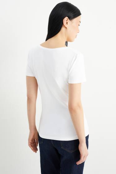 Femmes - Lot de 3 - T-shirts basiques à col V - blanc
