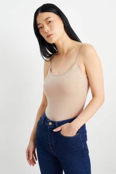 Damen - Multipack 2er - Basic-Top - schwarz / beige