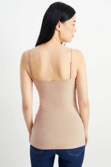 Damen - Multipack 2er - Basic-Top - schwarz / beige