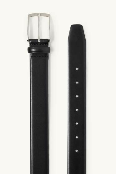 Men - Leather belt - black