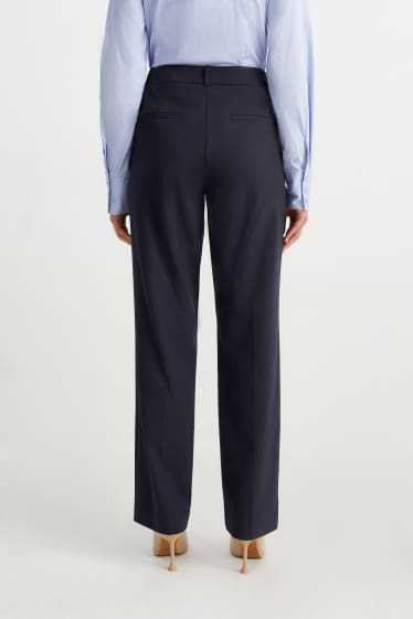 Femmes - Pantalon de bureau - mid-waist - coupe droite - Mix & Match - bleu foncé