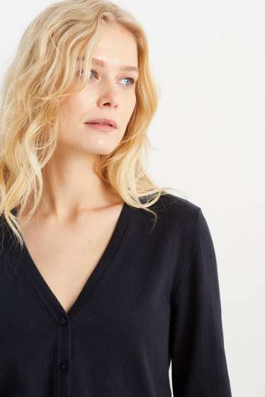 Women - Basic cardigan - dark blue