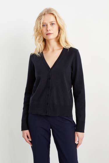 Women - Basic cardigan - dark blue