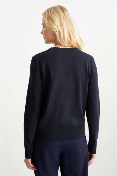 Women - Basic cardigan - dark blue