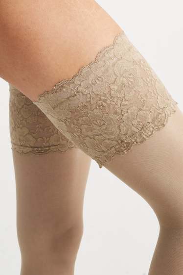 Donna - Calze autoreggenti - 15 DEN - beige