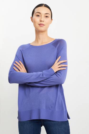 Femmes - Pull en maille fine basique - violet