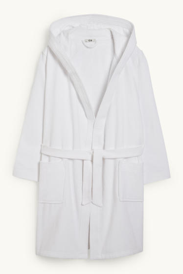 Dámské - Froté župan s kapucí - bílá