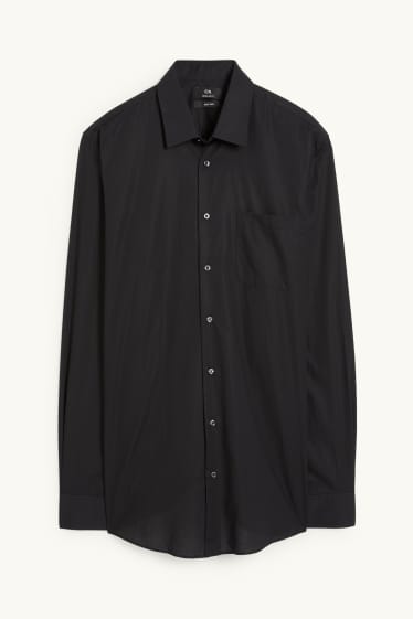 Hommes - Chemise de bureau - regular fit - manches ultra-longues - facile à repasser - noir