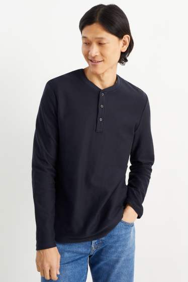 Hombre - Camiseta de manga larga - azul oscuro