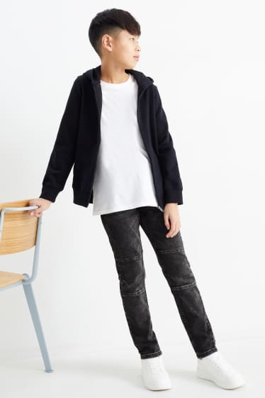 Děti - chlapci - Slim jeans - jog denim - tmavošedá