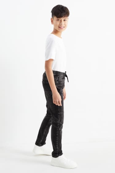 Děti - chlapci - Slim jeans - jog denim - tmavošedá