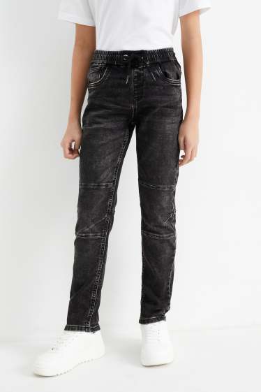 Děti - chlapci - Slim jeans - jog denim - tmavošedá