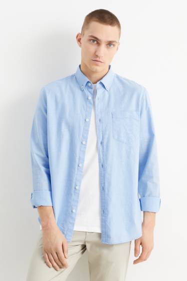 Heren - Overhemd Oxford - regular fit - button down - lichtblauw