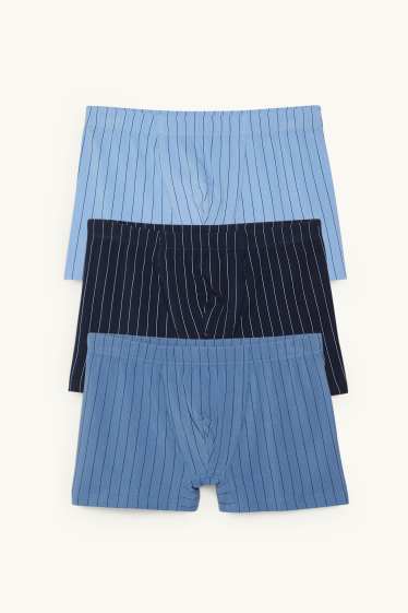 Herren - Multipack 3er - Trunks - gestreift - blau / hellblau
