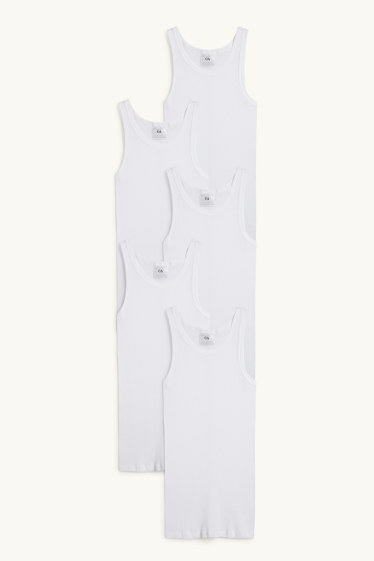 Men - Multipack of 5 - vest - double rib - seamless - white