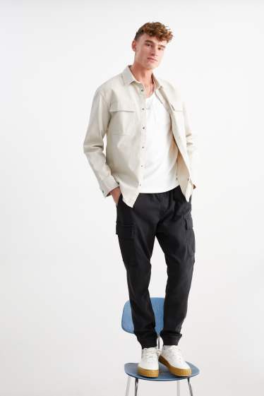 Men - Cargo trousers - tapered fit - black