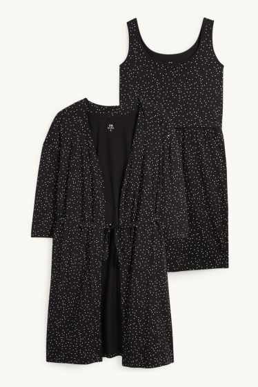Dámské - Souprava - kojící noční košile a župan - 2dílná - černá
