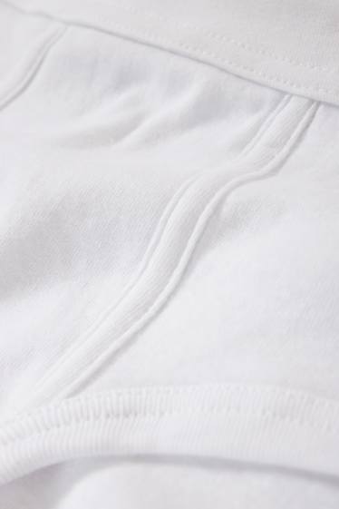 Hommes - Lot de 5 - slips avec braguette - fines côtes - blanc