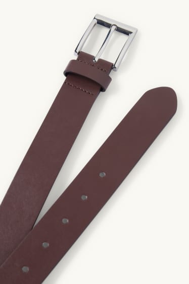 Men - Belt - faux leather - brown