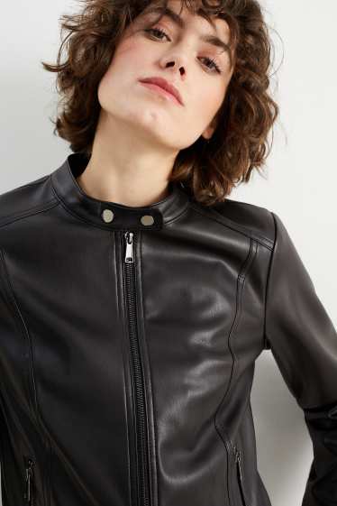 Dona - Caçadora biker - pell sintètica - negre