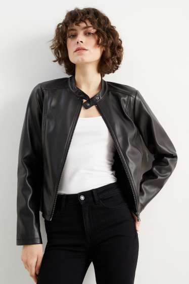 Dona - Caçadora biker - pell sintètica - negre