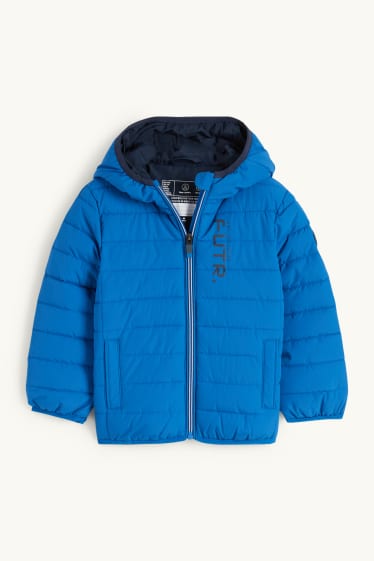 Kinder Buben - Steppjacke mit Kapuze - wasserabweisend - blau