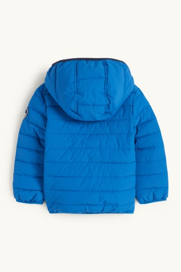 Kinder Buben - Steppjacke mit Kapuze - wasserabweisend - blau