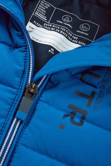 Kinder Buben - Steppjacke mit Kapuze - wasserabweisend - blau