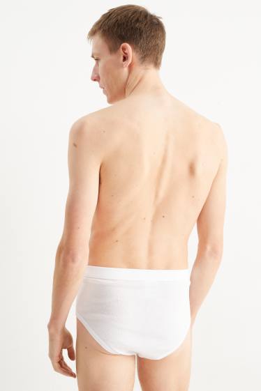 Hommes - Lot de 5 - slips avec braguette - fines côtes - blanc