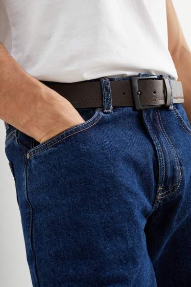 Herren - Gürtel - Lederimitat - dunkelbraun