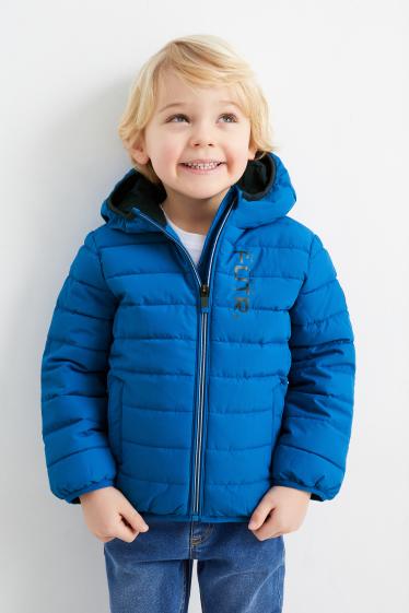 Kinder Buben - Steppjacke mit Kapuze - wasserabweisend - blau