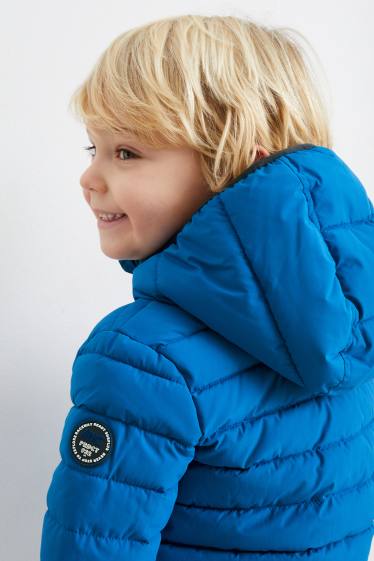 Kinder Buben - Steppjacke mit Kapuze - wasserabweisend - blau