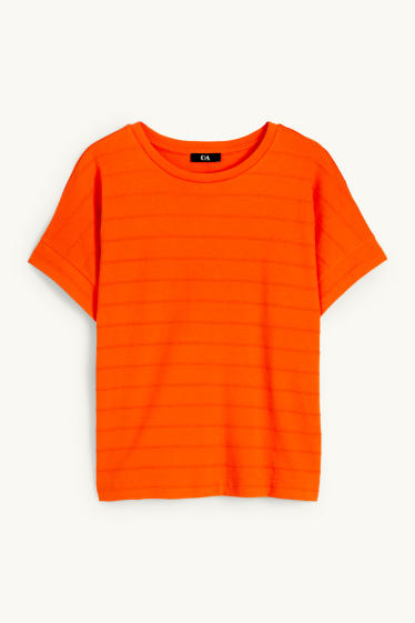 Donna - T-shirt - a righe - arancione