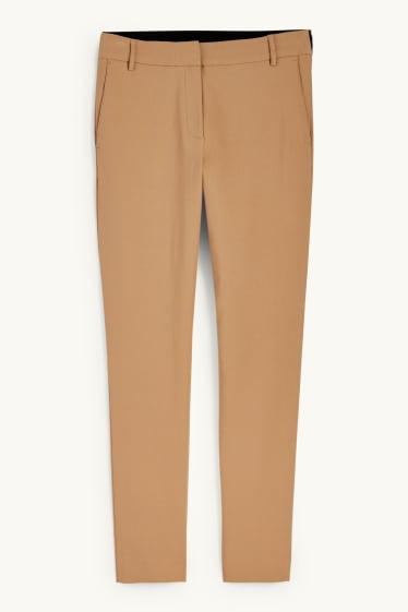 Women - Cloth trousers - mid-rise waist - slim fit - light brown