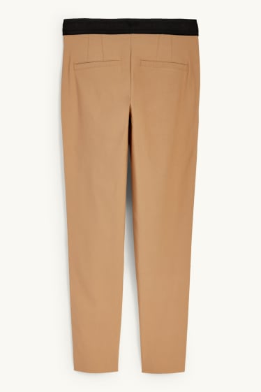 Women - Cloth trousers - mid-rise waist - slim fit - light brown