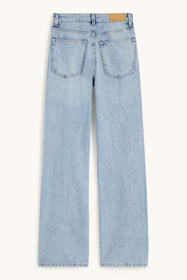 Dames - Wide leg jeans - high waist - jeanslichtblauw