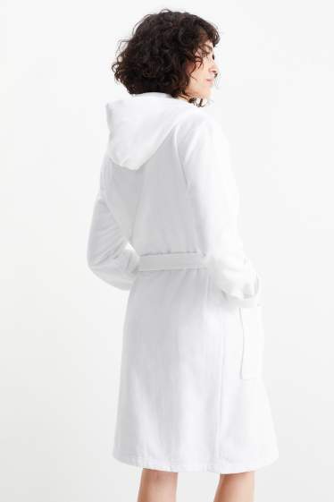 Dámské - Froté župan s kapucí - bílá