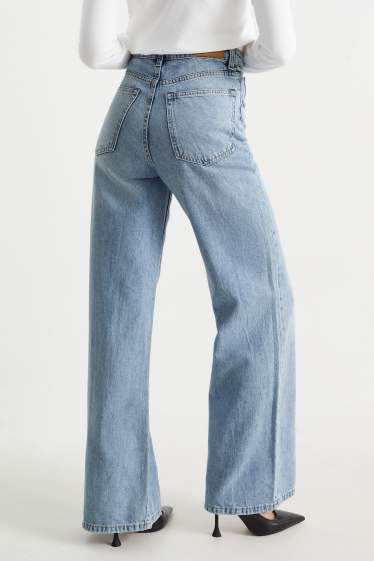 Dames - Wide leg jeans - high waist - jeanslichtblauw