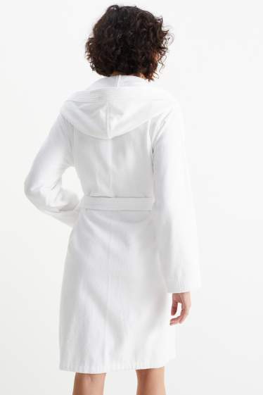 Dámské - Froté župan s kapucí - bílá