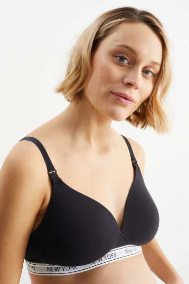 Donna - Reggiseno per allattamento senza ferretti - imbottito - nero