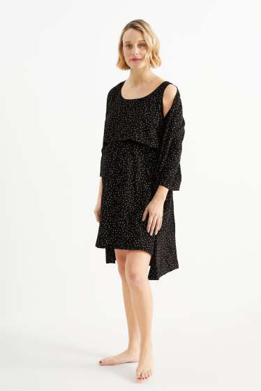 Dámské - Souprava - kojící noční košile a župan - 2dílná - černá